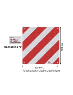 Pannello in alluminio per carichi sporgenti omologato 500x500mm