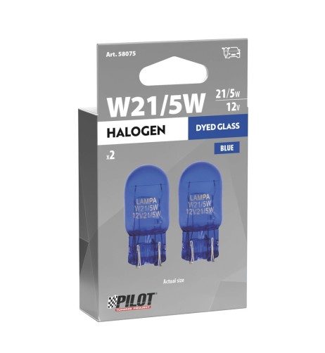 Coppia lampadine alogene Blu Xe 12V W21 5W W3x16q