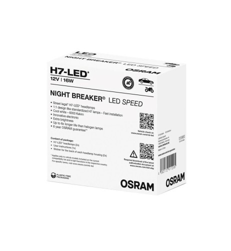 Coppia Lampadine conversione LED H7 omologate Osram Night Breaker Led