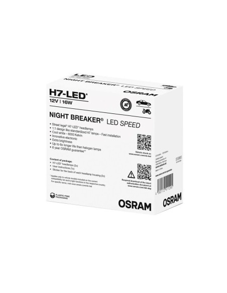 Coppia Lampadine conversione LED H7 omologate Osram Night Breaker Led