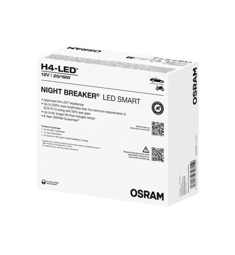 Coppia Lampadine conversione LED H4 omologate Osram Night Breaker Led Smart