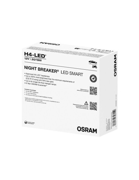 Coppia Lampadine conversione LED H4 omologate Osram Night Breaker Led Smart