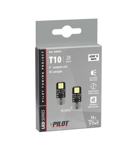 Coppia lampadine Hyper Led 6 Bifocus Canbus T10 W2 1x9 5d 12V