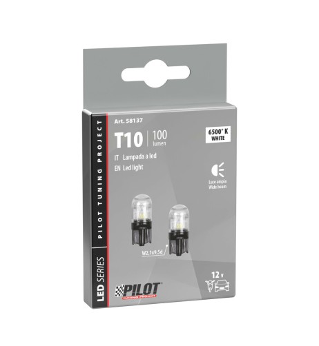 Coppia lampadine auto T10 a led 12V 2 SMD W2 1x9 5d 100LM 6500K