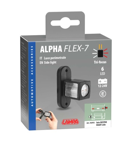 Luce ingombro 6 Led 12 24V omologata Alpha Flex 7 Destra