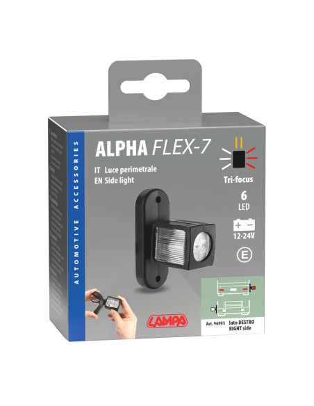Luce ingombro 6 Led 12 24V omologata Alpha Flex 7 Destra