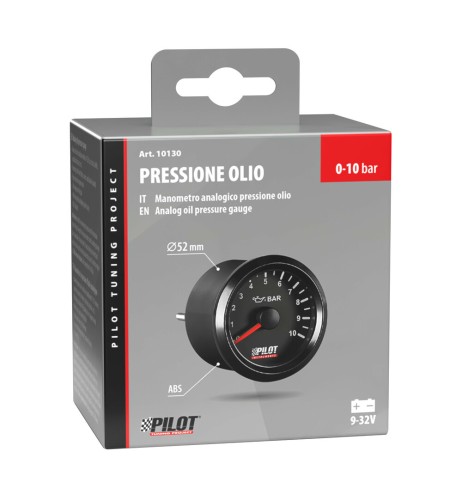 Indicatore 2 retroilluminato Pressione olio Black Analogue