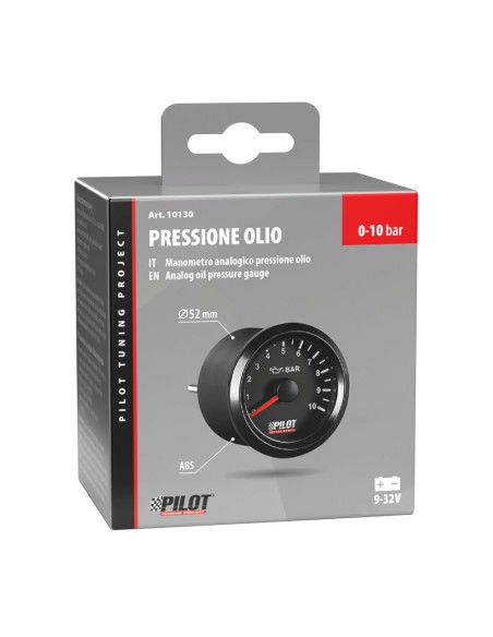 Indicatore 2 retroilluminato Pressione olio Black Analogue