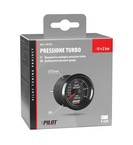 Indicatore 2 retroilluminato Pressione turbo Black Analogue