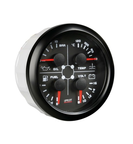 Indicatore 85mm retroilluminato Manometro 4 in 1 Black Analogue