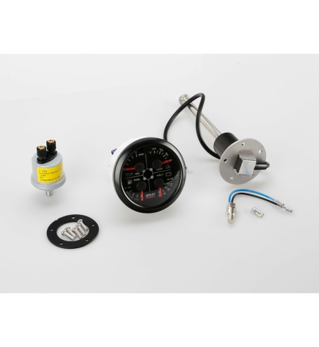 Indicatore 85mm retroilluminato Manometro 4 in 1 Black Analogue