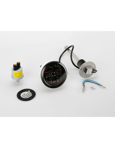 Indicatore 85mm retroilluminato Manometro 4 in 1 Black Analogue