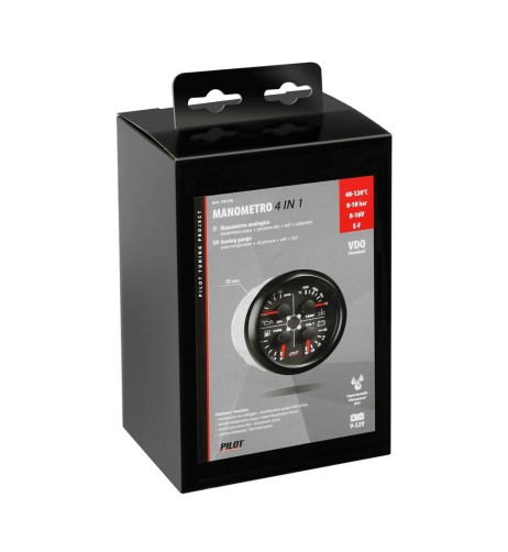 Indicatore 85mm retroilluminato Manometro 4 in 1 Black Analogue