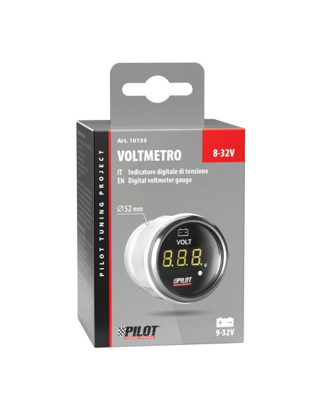 Indicatore 2'' retroilluminato Voltimetro Black Digital