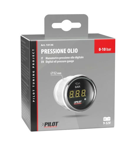 Indicatore 2 retroilluminato Pressione Olio Black Digital