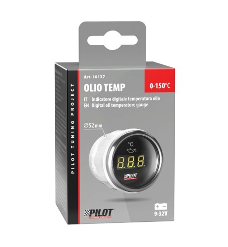 Indicatore 2 retroilluminato Temperatura Olio Black Digital