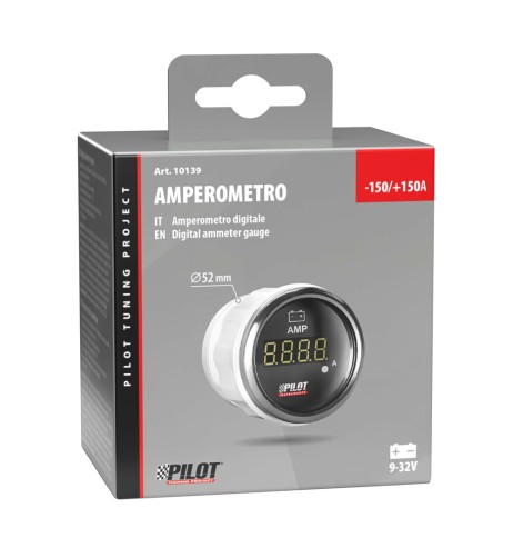 Indicatore 2 retroilluminato Amperometro Black Digital