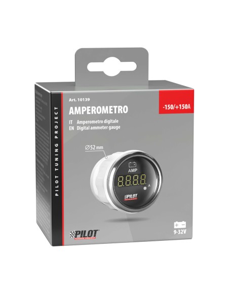 Indicatore 2'' retroilluminato Amperometro Black Digital