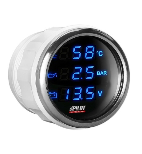 Indicatore 2 retroilluminato Manometro 3 in 1 Black Digital