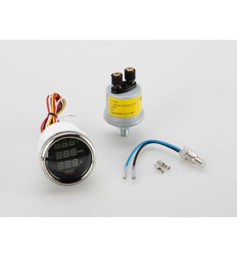 Indicatore 2 retroilluminato Manometro 3 in 1 Black Digital