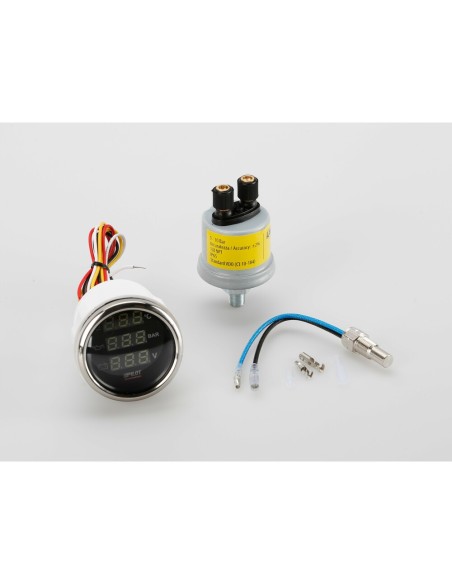 Indicatore 2 retroilluminato Manometro 3 in 1 Black Digital