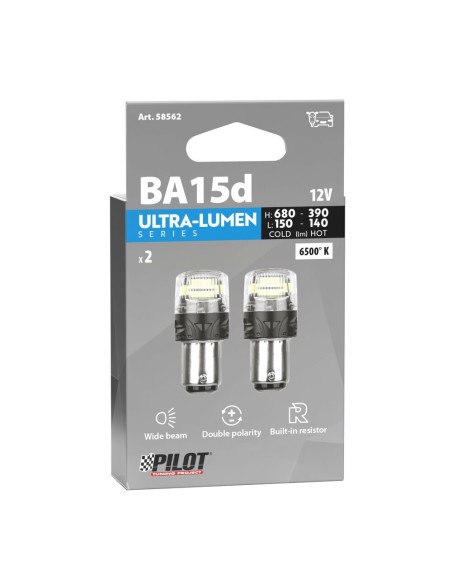 Coppia lampadine auto Led BA15d Ultra Lumen Series Resistenza incorporata