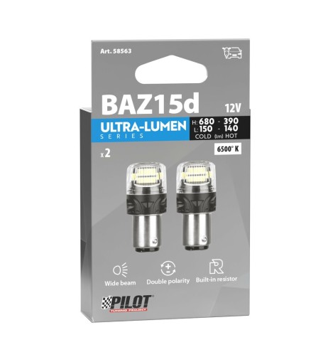 Coppia lampadine auto Led BAZ15d Ultra Lumen Series Resistenza incorporat