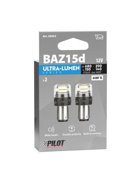 Coppia lampadine auto Led BAY15d Ultra Lumen Bianco Resistenza incorporat