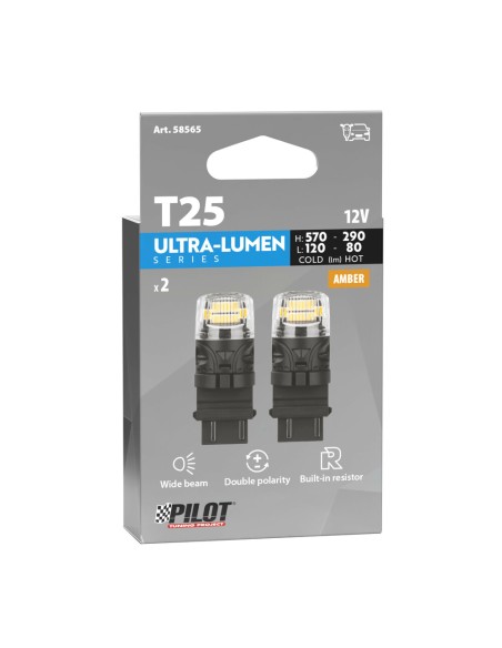 Coppia lampadine auto Led W2 5x16q Ultra Lumen Arancio Resistenza incorpo
