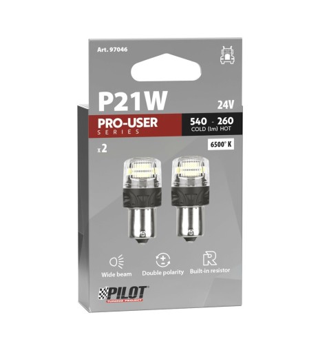 Coppia lampadine Led BA15s 24V Pro Series Bianco Resistenza incorporata