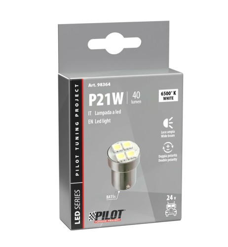 Lampadina Hyper Led 24V BA15s P21W 4 LED bianca