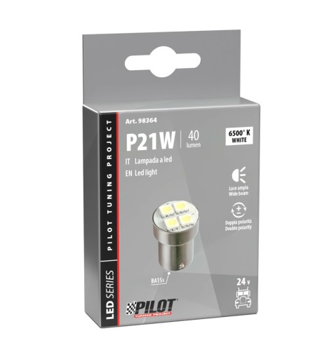 Lampadina Hyper Led 24V BA15s P21W 4 LED bianca