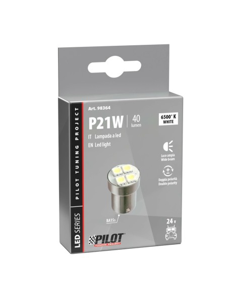 Lampadina Hyper Led 24V BA15s P21W 4 LED bianca