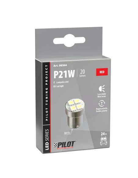 Lampadina Hyper Led 24V BA15s P21W 4 LED rossa