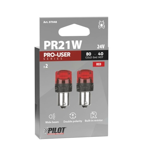 Coppia lampadine Led BAW15s 24V Pro Series Rosso Resistenza incorporata