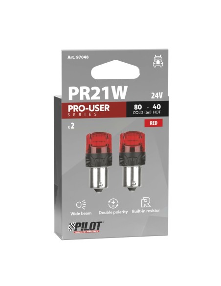 Coppia lampadine Led BAW15s 24V Pro Series Rosso Resistenza incorporata