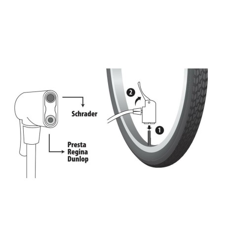 Pompa ciclo in acciaio con manometro H 480 mm