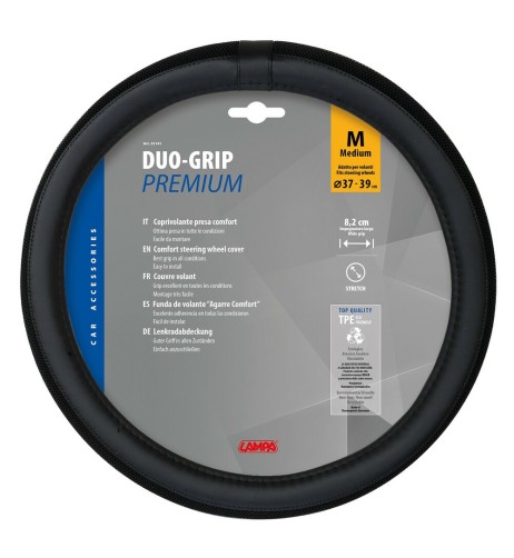 Coprivolante auto universale 37 39cm in similpelle Duo Grip Nero