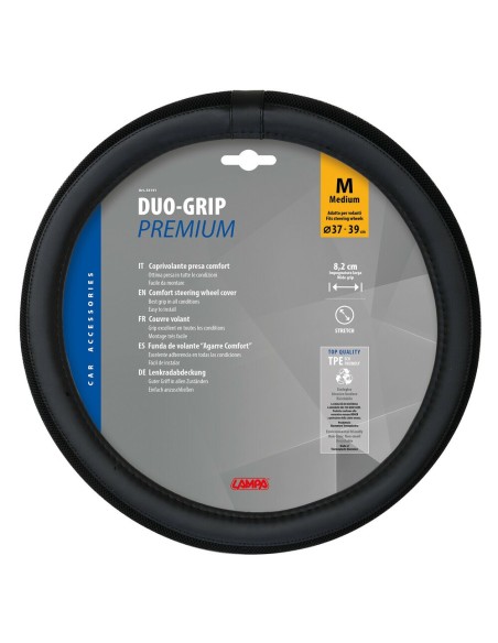 Coprivolante auto universale 37 39cm in similpelle Duo Grip Nero