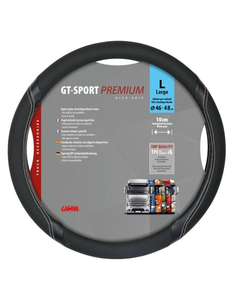 Coprivolante camion GT Sport nero argento in TPE taglia L 46 48cm Coprivolante camion GT Sport nero argento in TPE taglia L 46 48cm