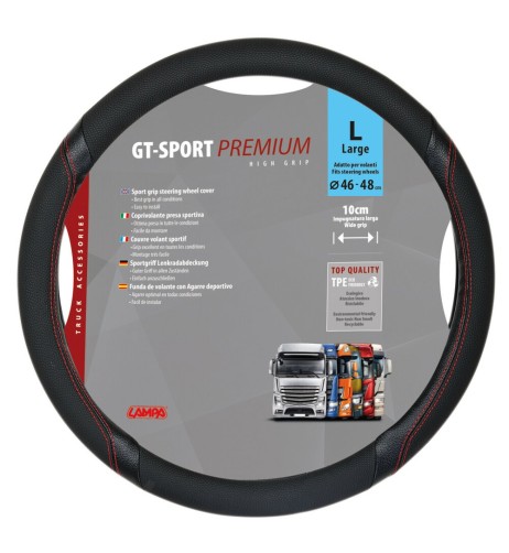 Coprivolante camion GT Sport nero rosso in TPE taglia L 46 48cm