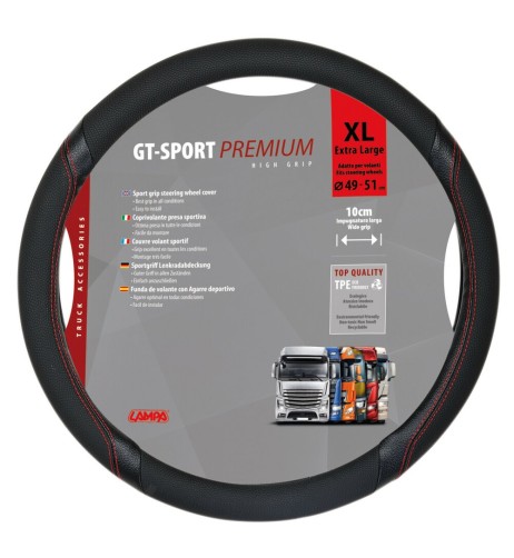 Coprivolante camion GT Sport nero rosso in TPE taglia XL 49 51cm