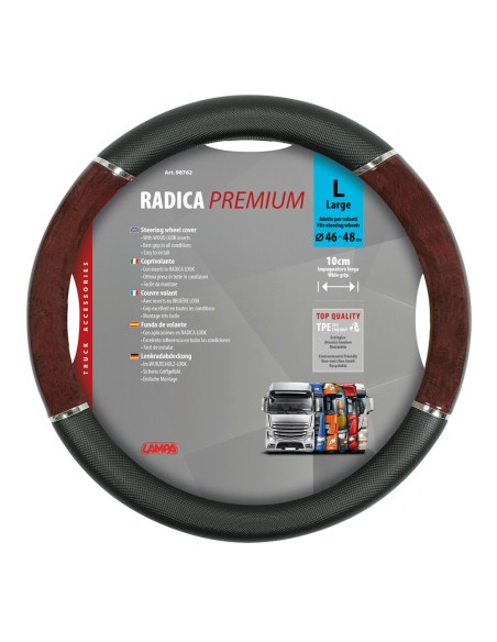 Coprivolante camion in TPE con inserti in radica look 46 48cm Coprivolante camion in TPE con inserti in radica look 46 48cm