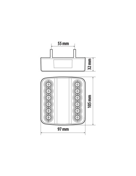 Fanale posteriore a 16 Led 5 funzioni 12 24V omologato