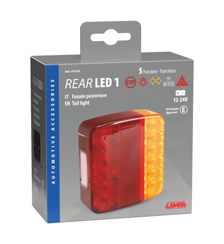 Fanale posteriore a 16 Led 5 funzioni 12 24V omologato