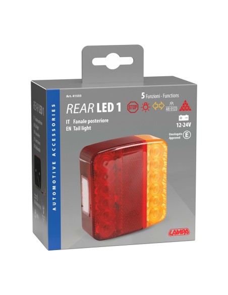 Fanale posteriore a 16 Led 5 funzioni 12 24V omologato