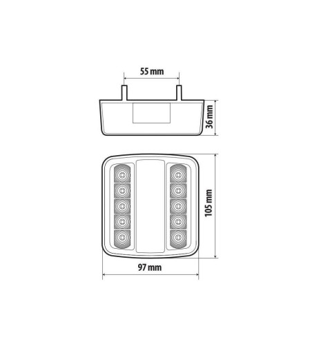 Fanale posteriore a 29 Led 5 funzioni 12 24V omologato