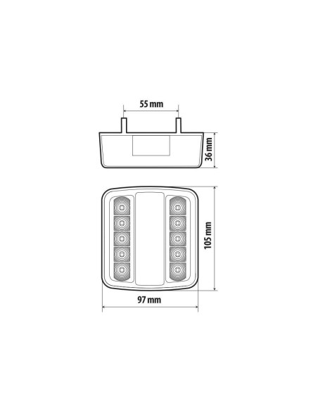 Fanale posteriore a 29 Led 5 funzioni 12 24V omologato