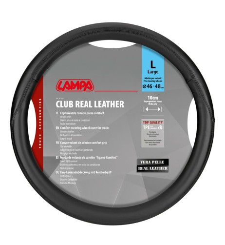 Coprivolante camion Club nero in vera pelle taglia L 46 48cm