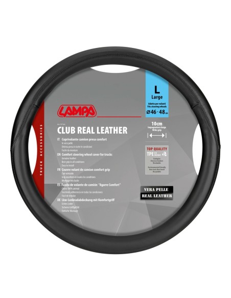 Coprivolante camion Club nero in vera pelle taglia L 46 48cm